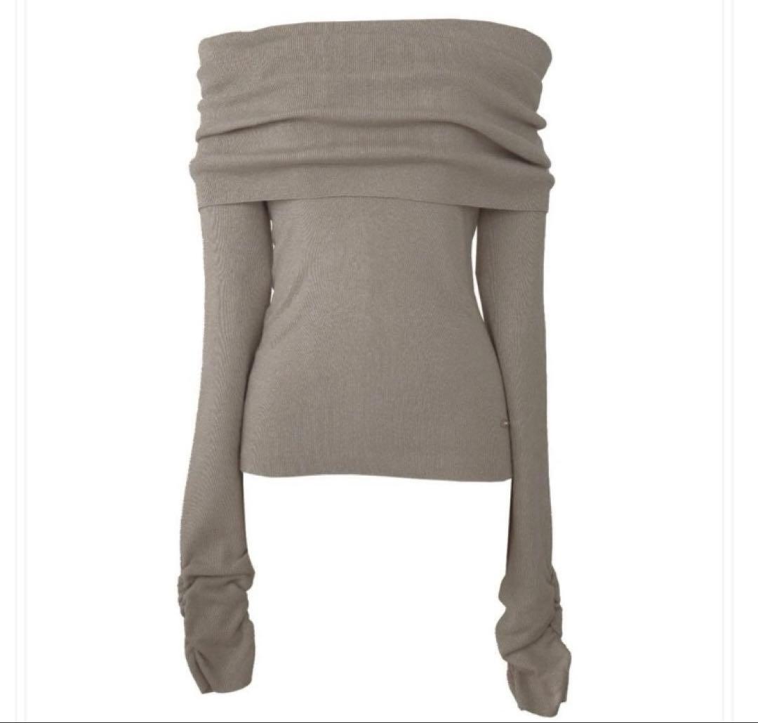 新品】polaura ボリュームオフショルダーラメニット beige タグ付き