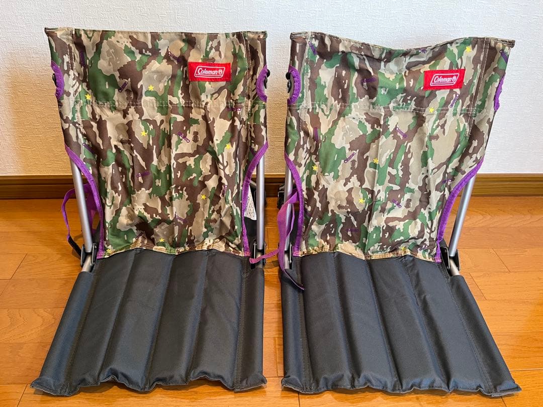 美品 Coleman アウトドア迷彩柄 コンパクトグランドチェア2脚セット コールマン(Coleman) アウトドアチェア コンパクトフォールディング