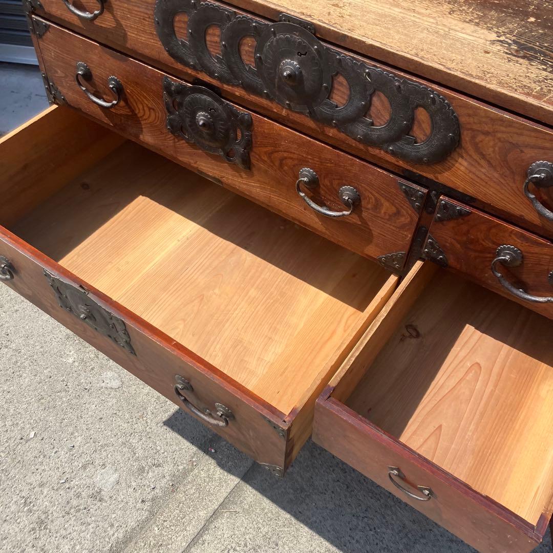 昭和レトロ 古家具 大型 仙台箪笥 4段9杯 引き出し箪笥 和箪笥