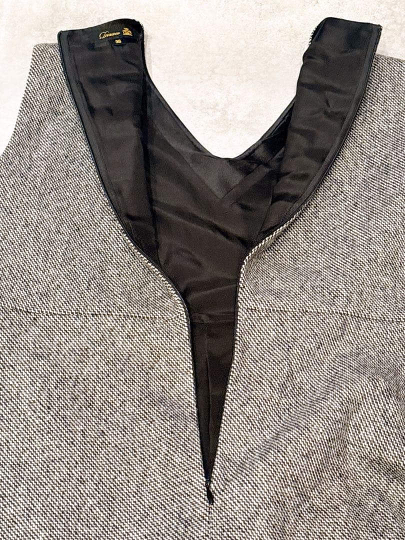 ドゥロワー Drawer ウール混Vネックワンピース ロングワンピース