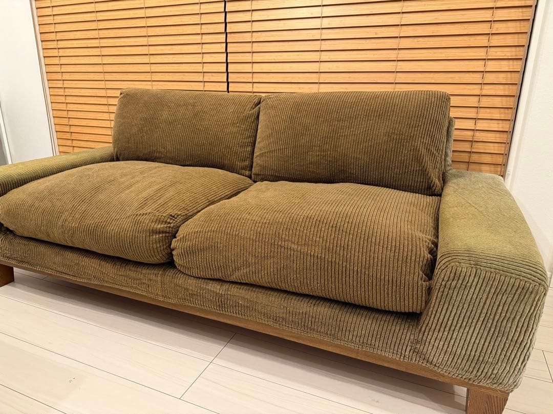 Re:CENO 3人掛けソファー folk（オリーブ：コーデュロイ／12cm脚） Re:CENO 3人掛けソファー folk（オリーブ：コーデュロイ／12cm脚