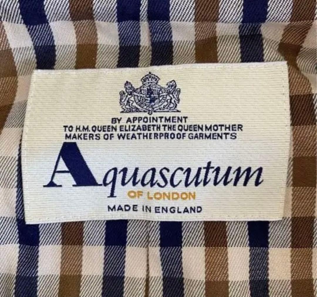 Aquascutum】ステンカラーコート 裏地チェック【3F】イングランド製