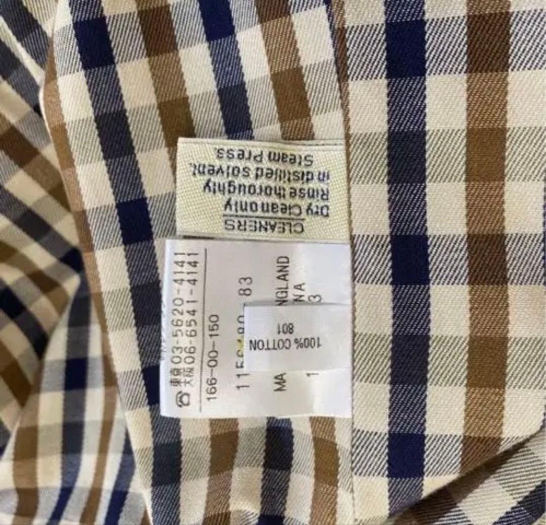 Aquascutum】ステンカラーコート 裏地チェック【3F】イングランド製