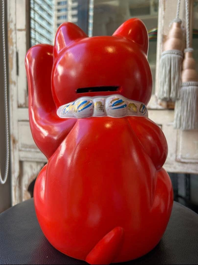 無病息災&良縁を招く⭐︎招き猫⭐︎常滑焼⭐︎赤⭐︎左手あげ⭐︎貯金