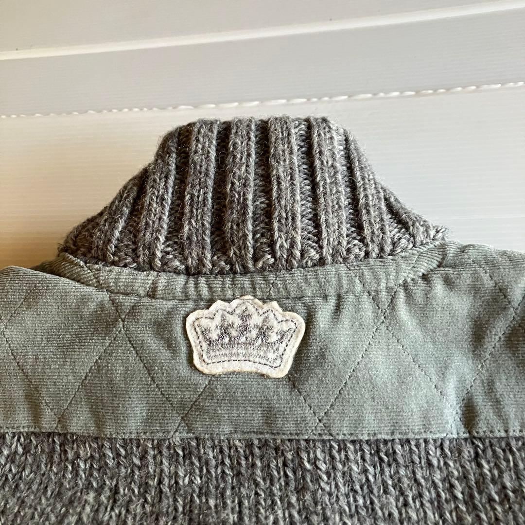 00s archive TORTUGA 王冠スタッズスカル厚手ドライバーズニット