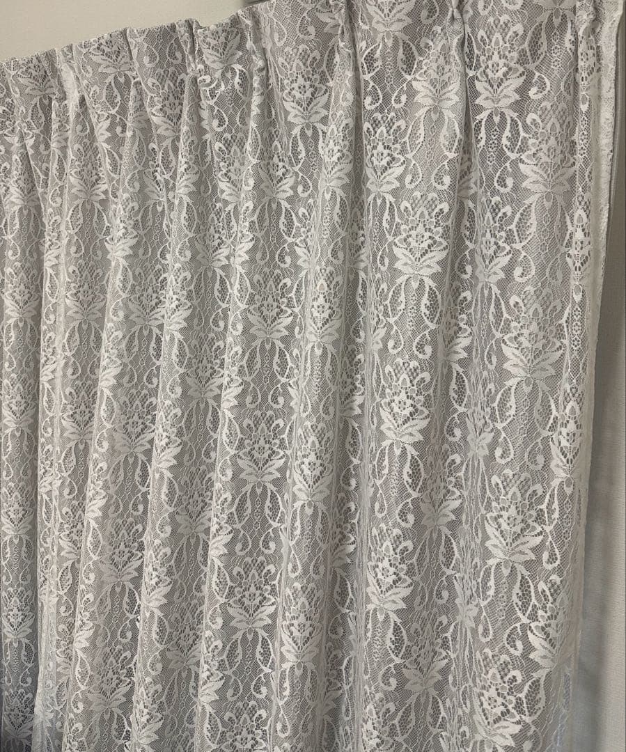 フランフラン2枚 遮光ダブル　レースカーテン 花柄 グレー Francfranc（フランフラン） インテリア リリア 二重縫製カーテン