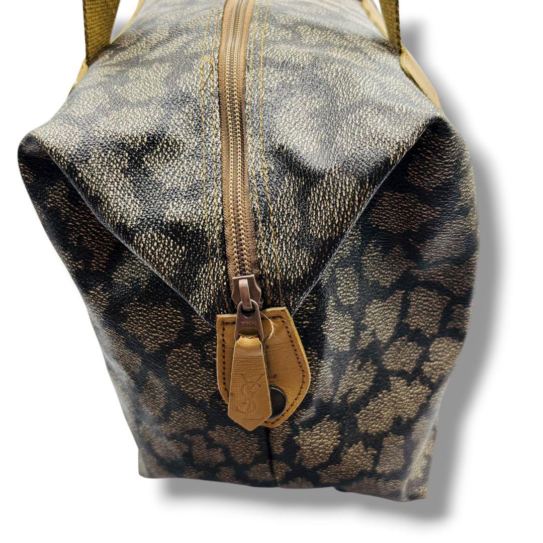 YSL ボストンバッグ ジラフ柄 キャンバス×レザー 軽量 旅行 通勤 通学