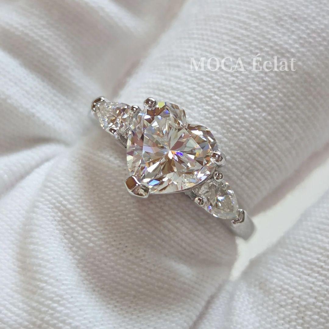 モアサナイト 2.7ct リング ハートシェイプ オールモアサナイト S925