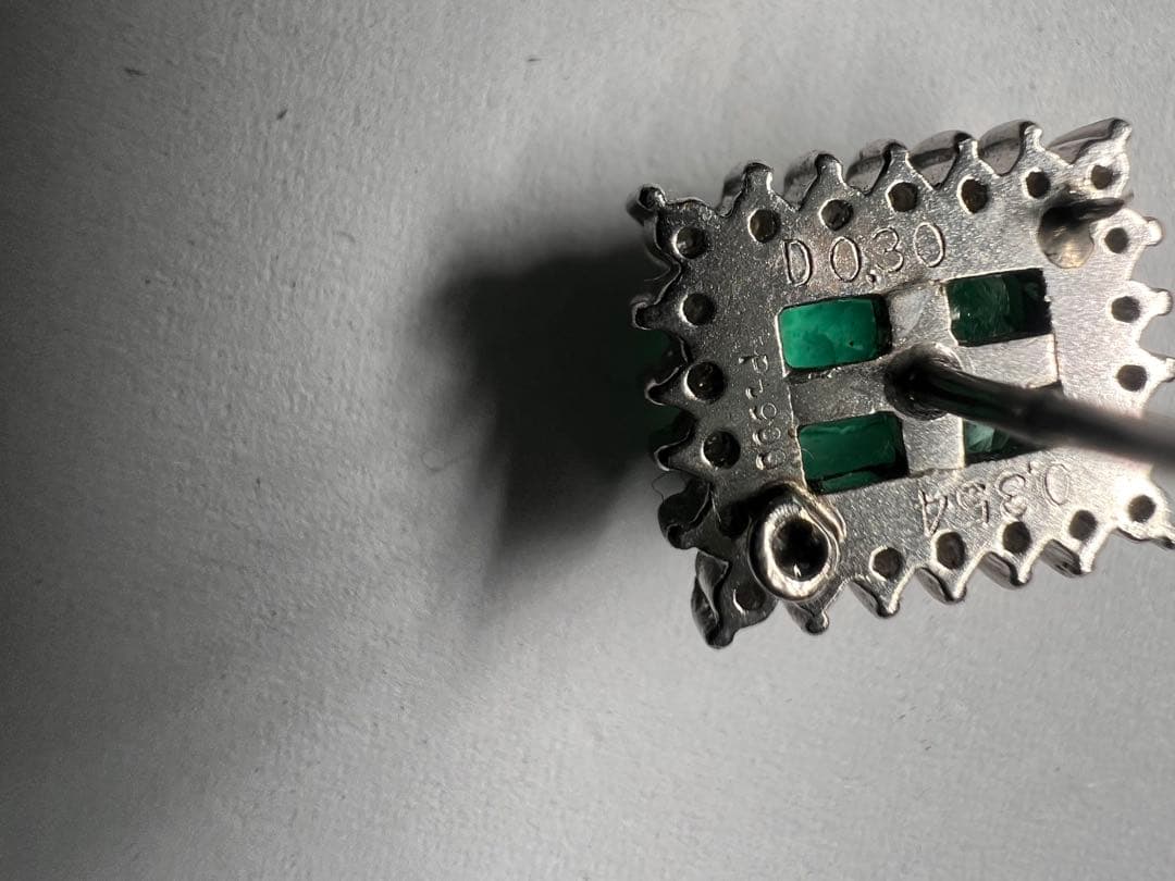 エメラルド 0.3ct!!! 極上ダイヤモンド Pt900 ネクタイピン