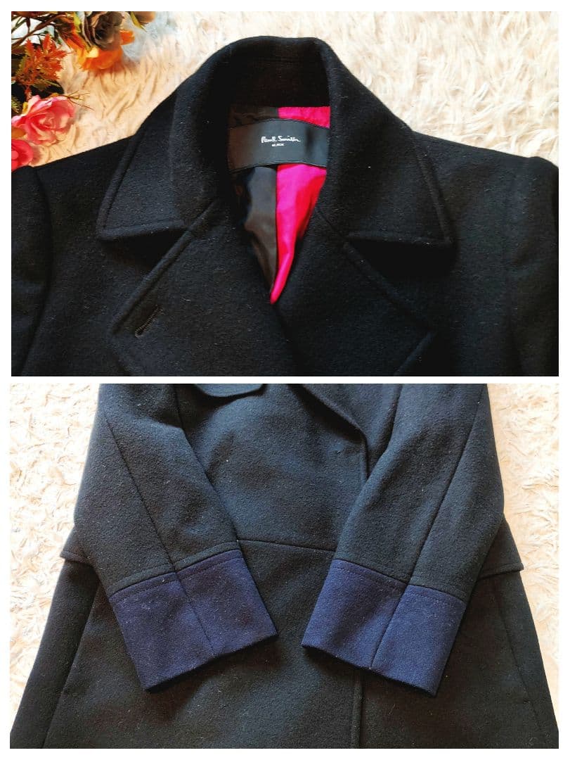 ポールスミス チェスターコート ダブルボタン ブラック バイカラー