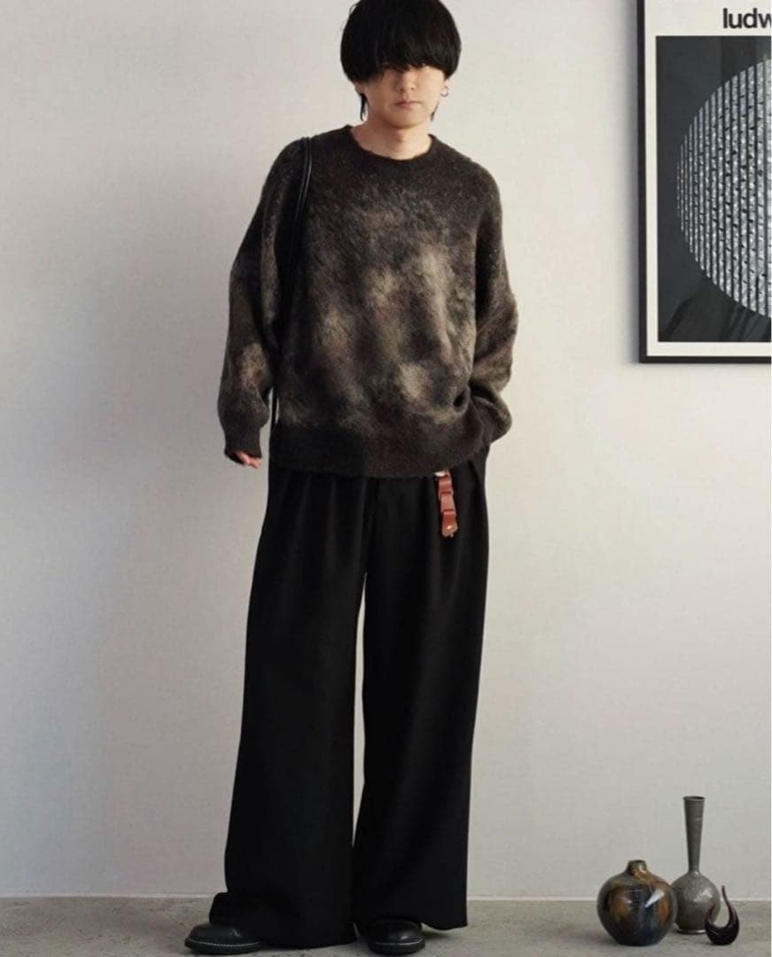 WASHED VELVET CURVE CUT WIDE PANTS ブラウンS - メルカリ