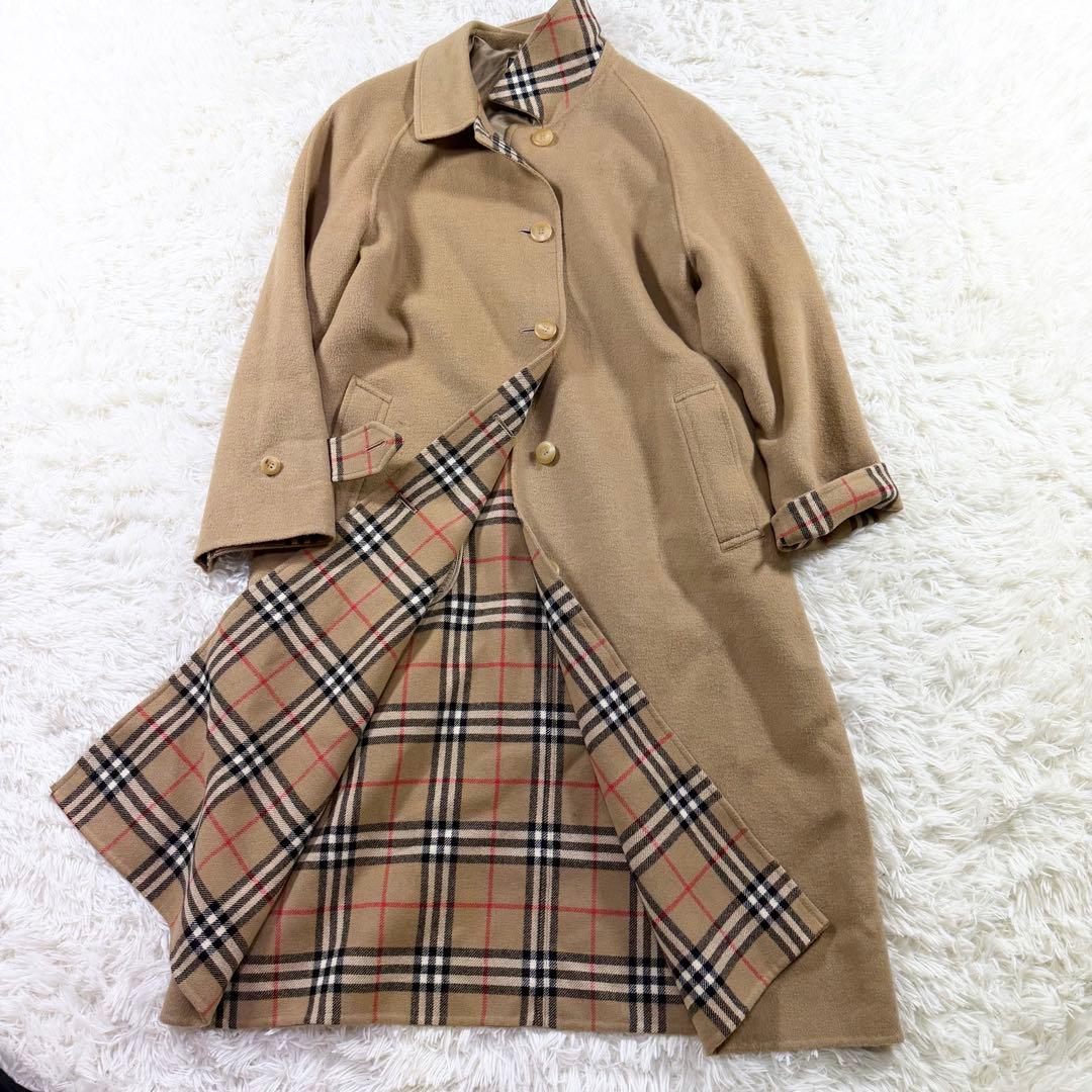 バーバリーズ ロングコート カシミヤ ダブルフェイス ノバチェック