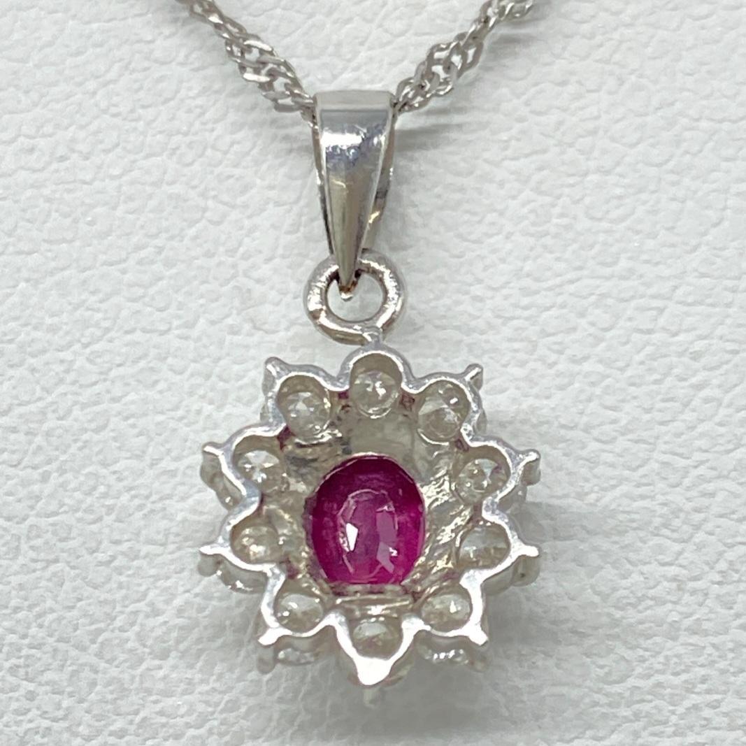 天然ルビー 0.3ct ダイヤモンド 取り巻き ネックレス Pt