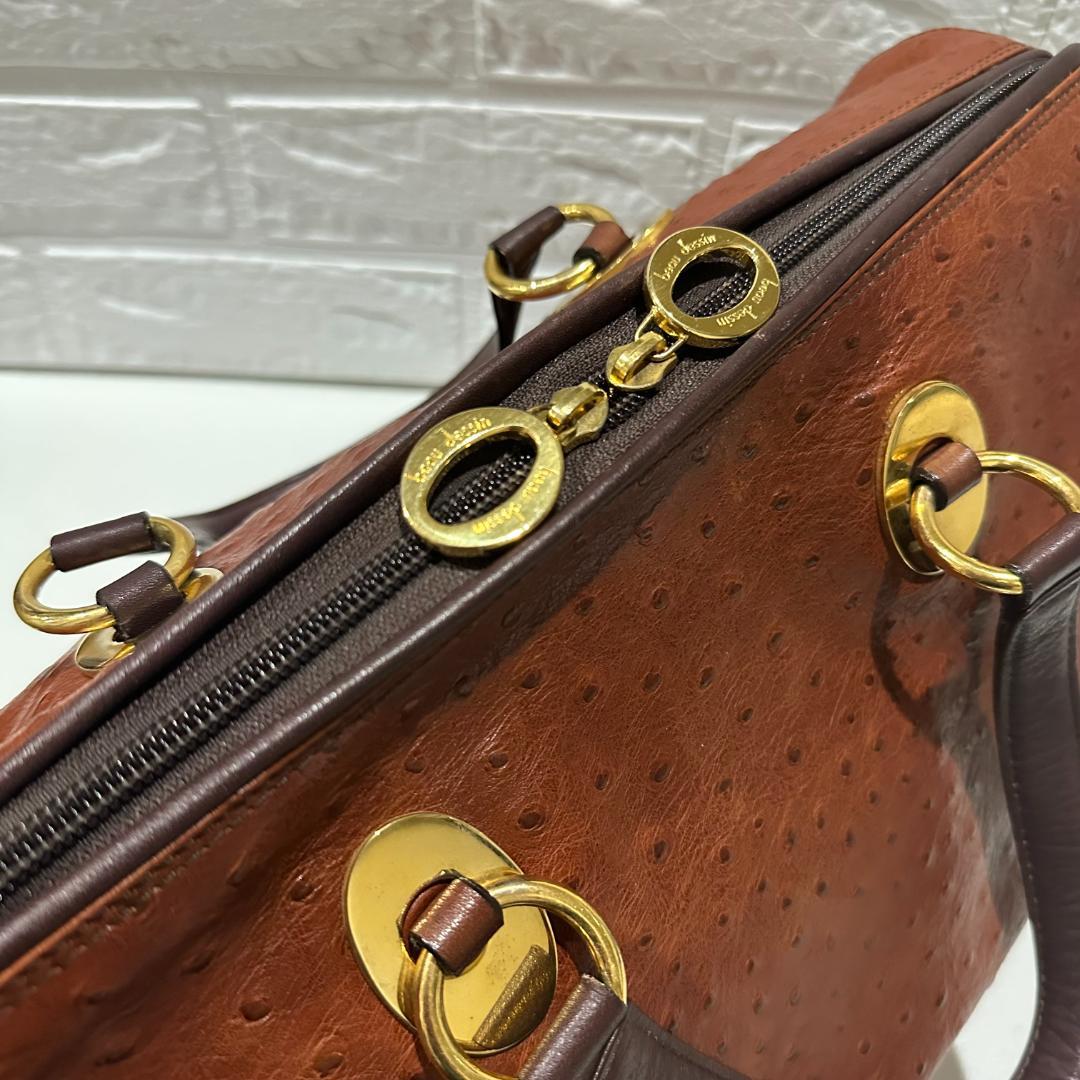 beau dessin ボストンバッグ ブラウン オーストリッチ