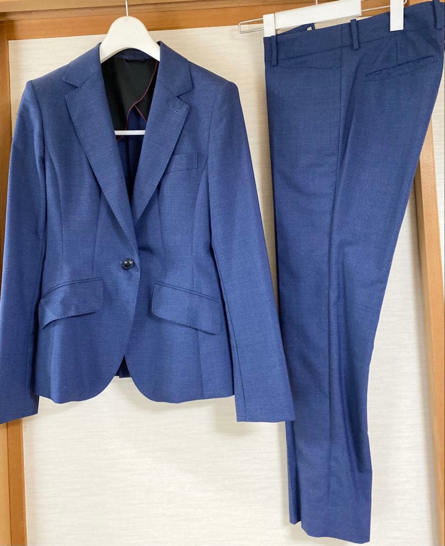 HILTON ビジネススーツ パンツスーツ上下 AOYAMA 【洋服の青山】オールシーズン ネイビー系 プレミアム