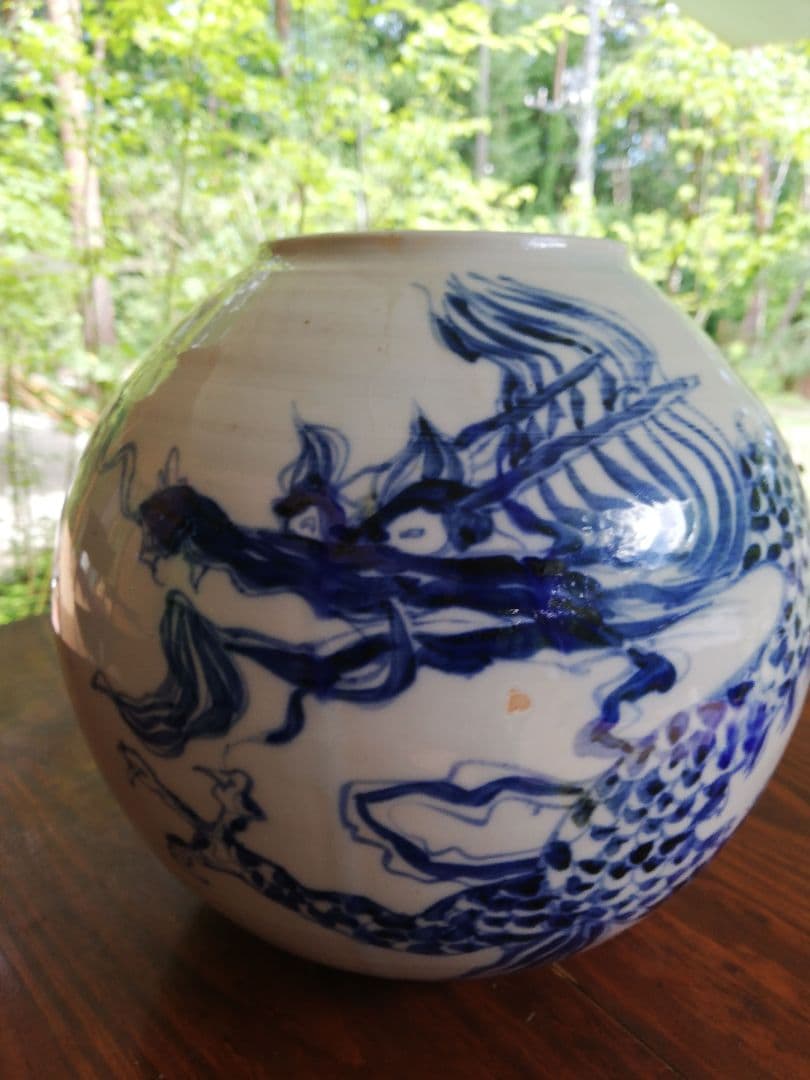 美品)中国染付け龍文壺