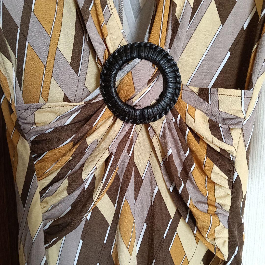 レディース 幾何学模様 七分袖ワンピース - メルカリ