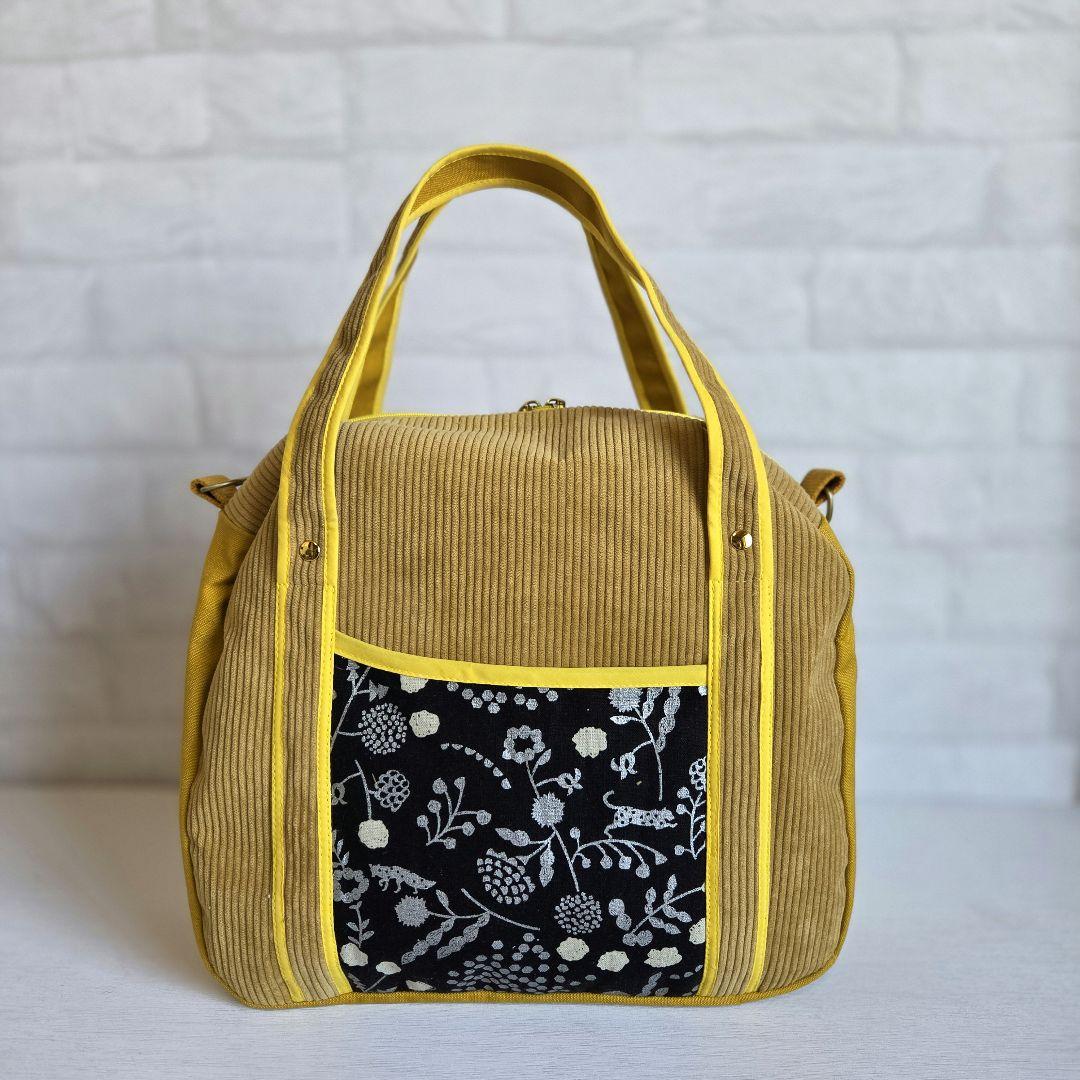 JUNE様 丸型ボストンバッグ コーディロイ ハンドメイド