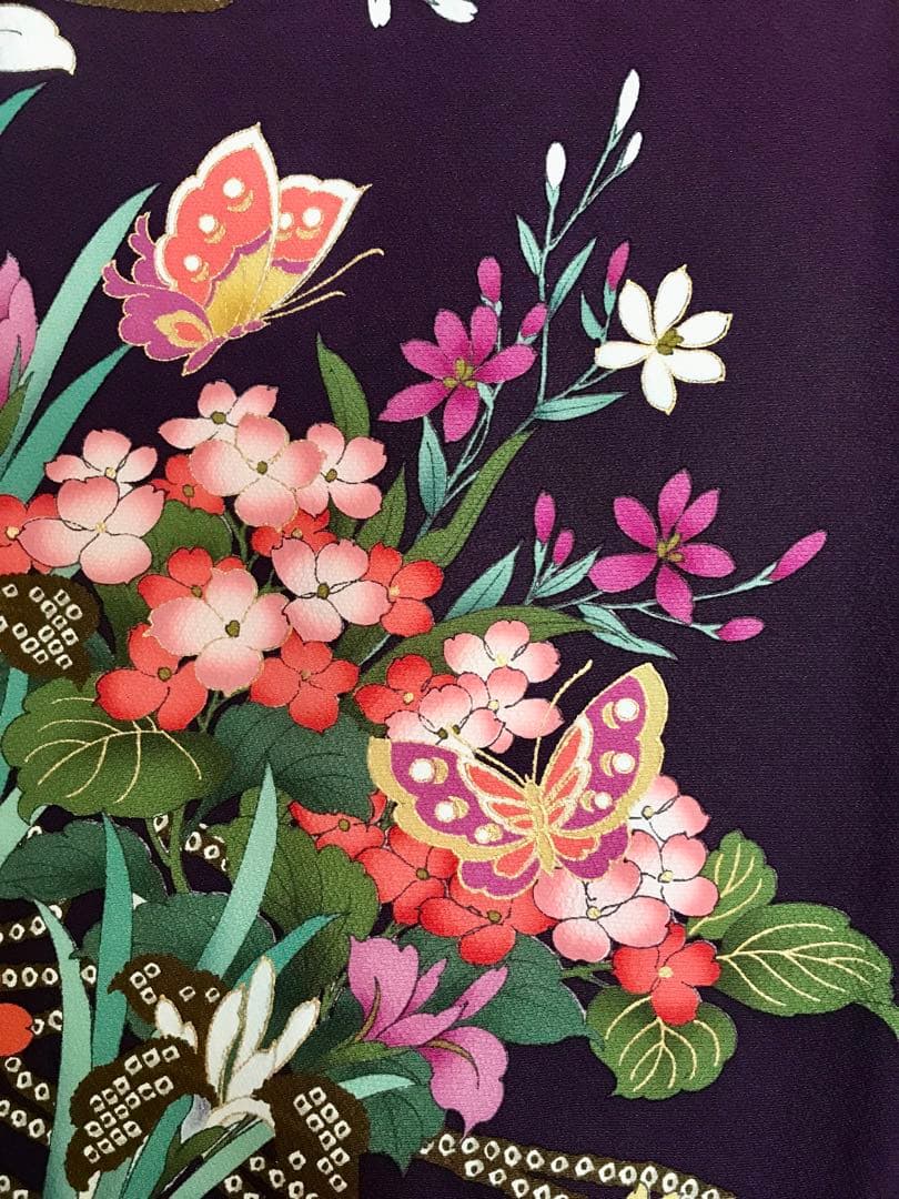 振袖 超美品 正絹 金糸刺繍 濃紫