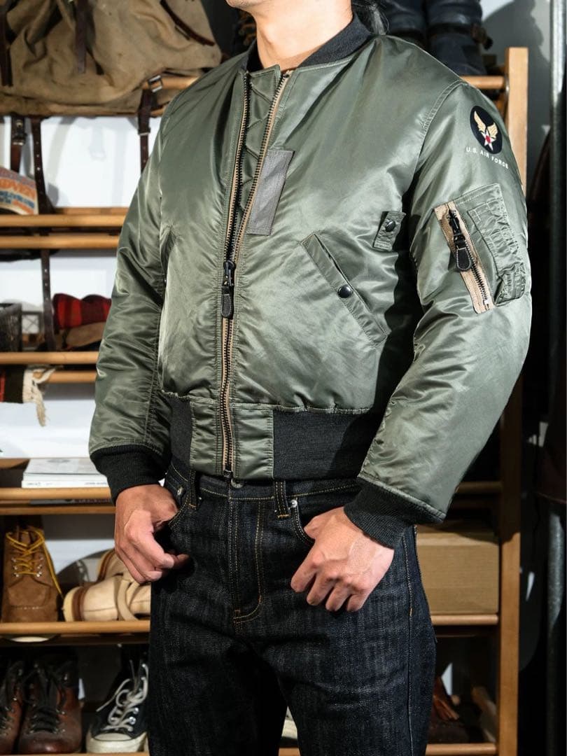 REAL SIMONS MA-1ジャケット オリーブグリーン - メルカリ