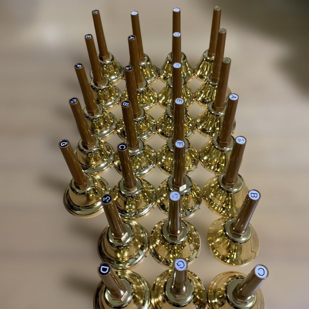 金色ハンドベルセット 27個 全音 ミュージックベル ハンドベル ゴールド27音セット CBG-27