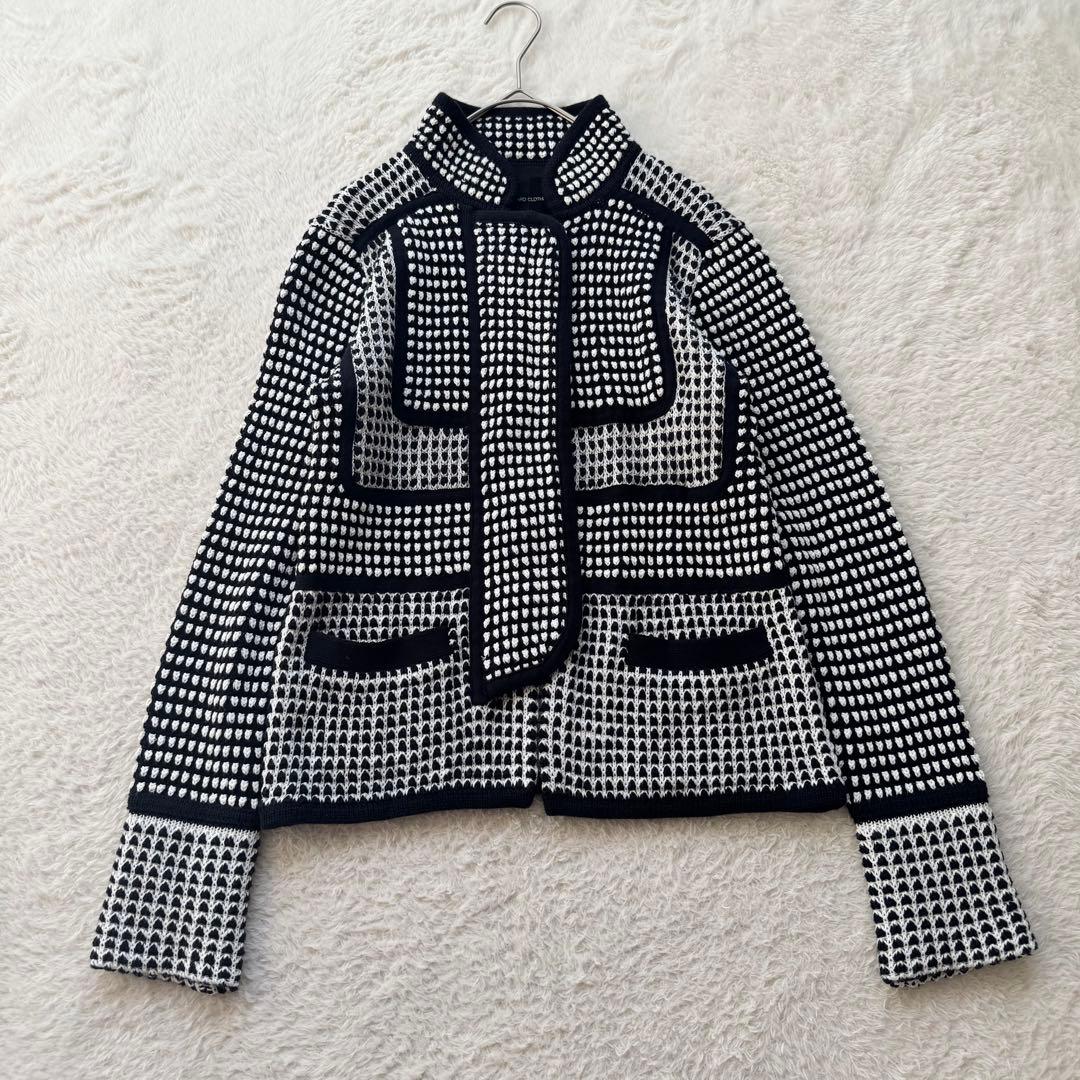 ダブルスタンダードクロージング ニットブルゾン　ジャケット スタンドカラー Dロゴロープ刺繍 ダンボールニットブルゾン（ブルゾン）｜DOUBLE