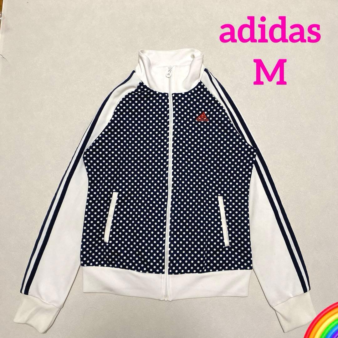 adidas ドット柄 ジャージ UVケア ネイビー/白 M＊PI - メルカリ