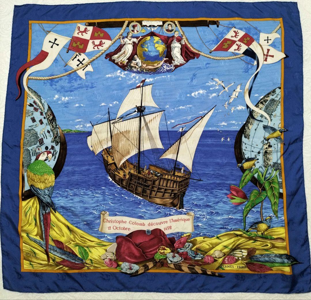 エルメス カレ90 シルクスカーフ 希少 クリストファーコロンブス ＊極