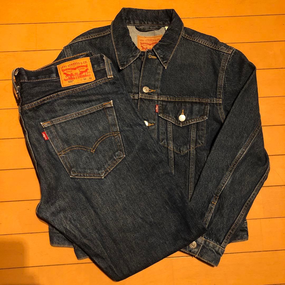 リーバイス 濃紺 デニムセットアップ トラッカージャケット 501 - メルカリ