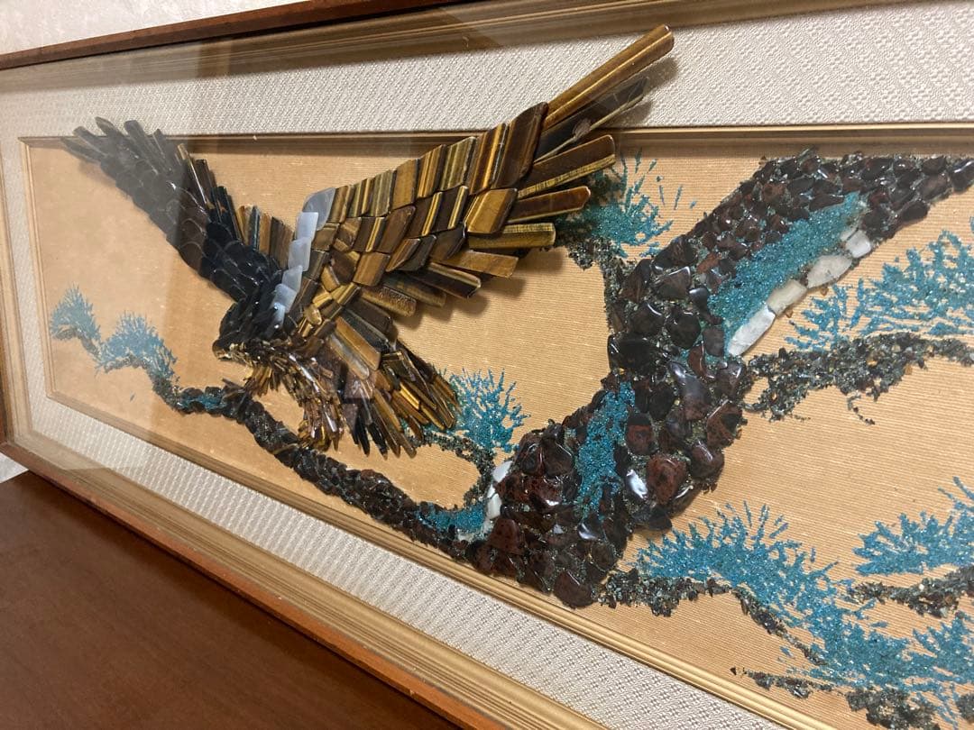 鉱石造 鉱石画 鉱石 鷹絵 縁起額 額縁 大迫力