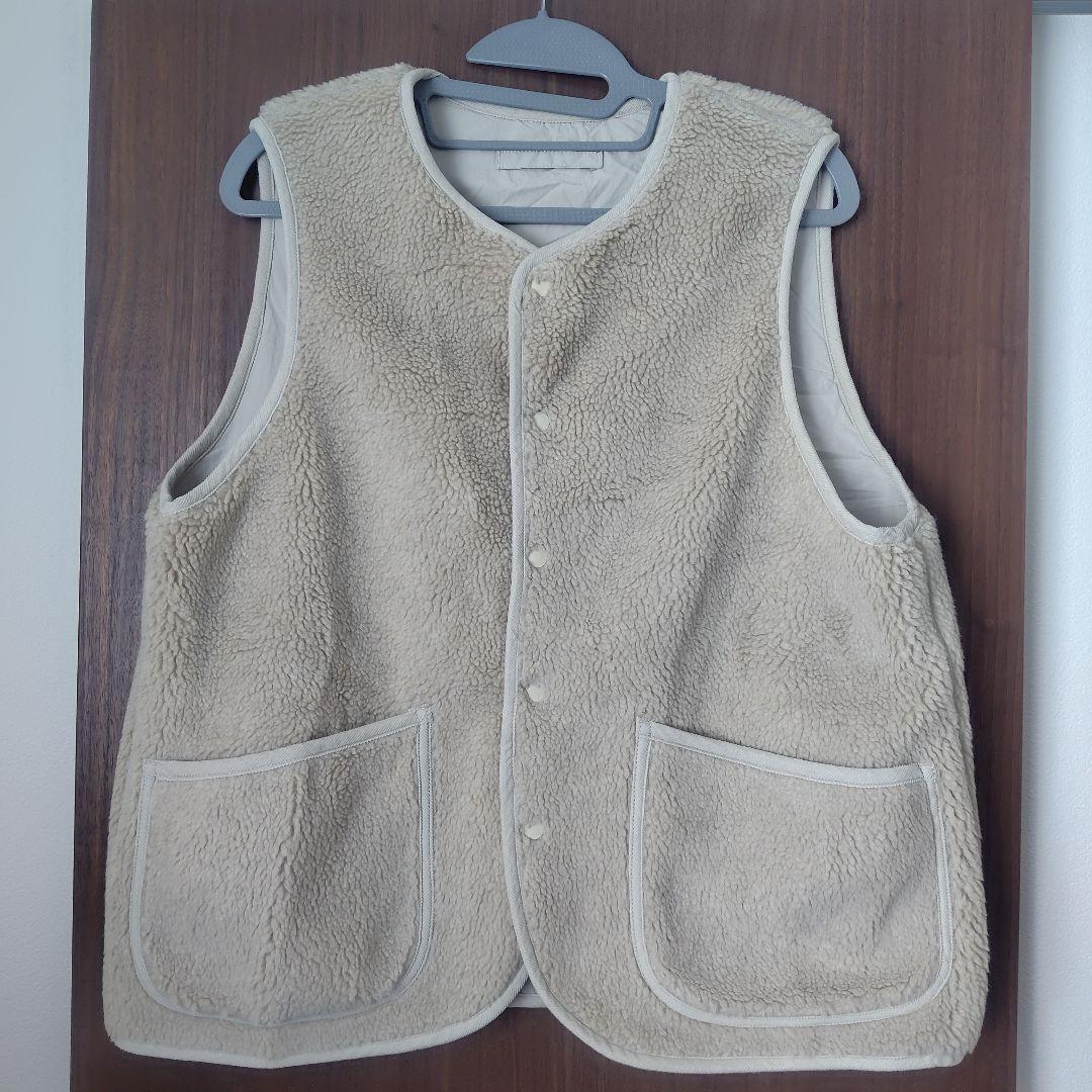 【未使用品】ナチュラルランドリー リバーシブルベスト　ボア　パイピング 未使用品】ナチュラルランドリー リバーシブルベスト ボア パイピング