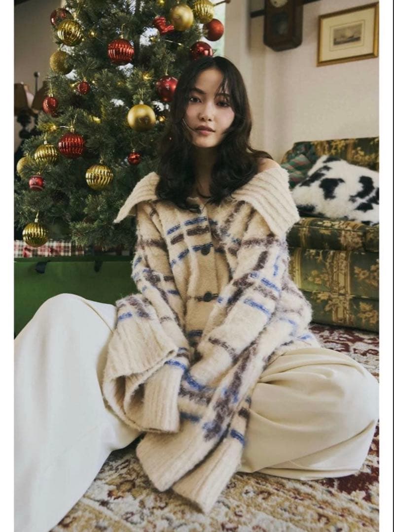 トップス andequal checked pattern knit checked pattern knit – andequal