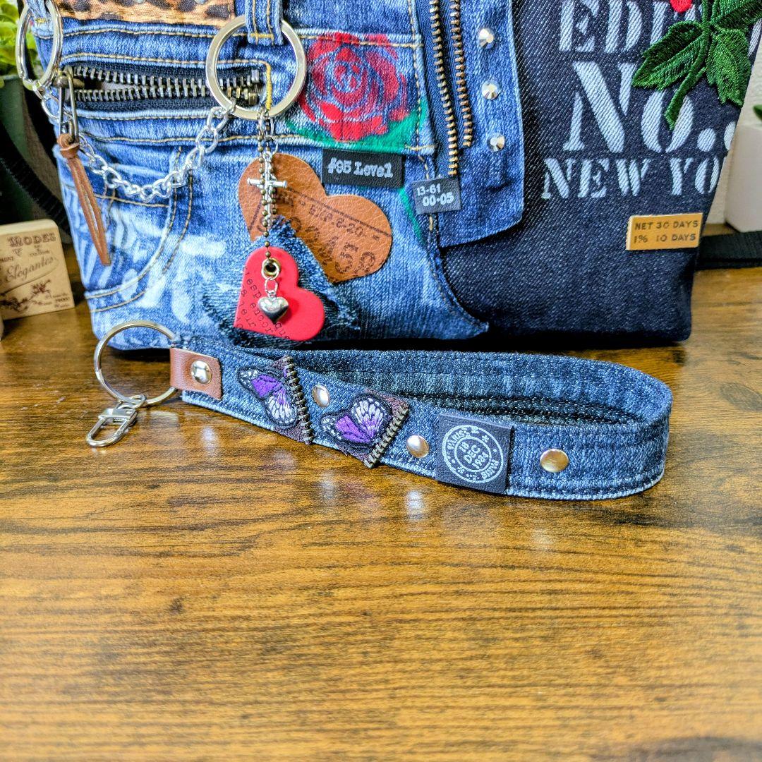 デニムリメイク 2wayトート｜薔薇刺繍×ステンシル・ポケットたくさん