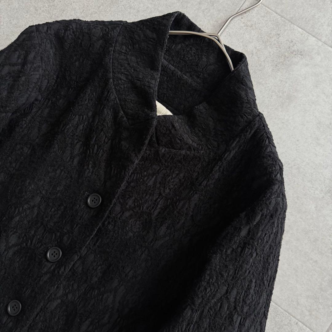 萌 ロングコート アシンメトリー 黒 M-L マオカラ― ジャガード - メルカリ