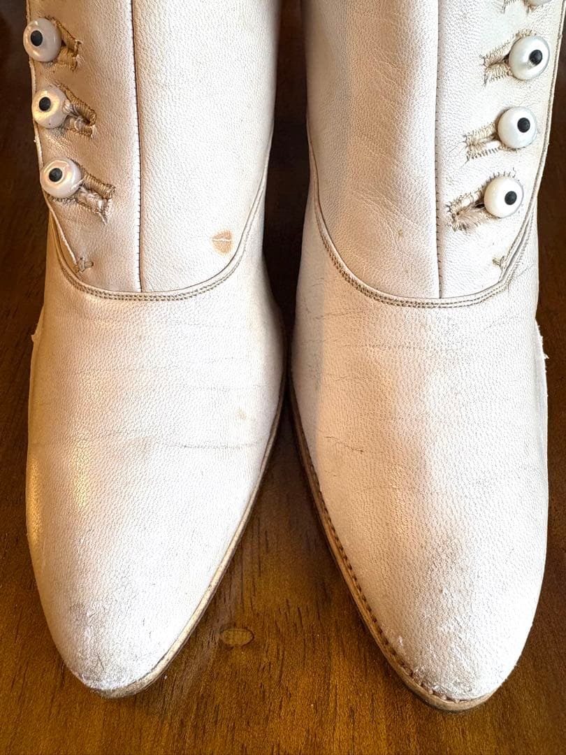 希少 フランスアンティーク ボタンアップブーツ ヴィクトリアン レザー