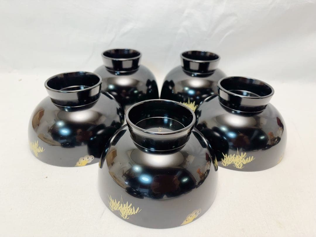 未使用 懐石道具 冨田立山作 天然木製黒真塗 寅彫漆 雑煮