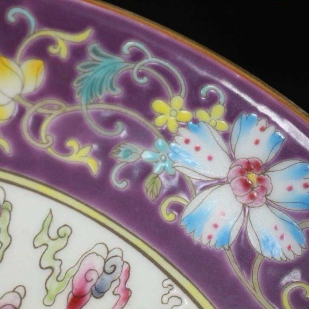 旧家蔵出 清国時代 大型 雍正琺瑯彩 海水龍紋皿 逸品 置物 - karlan