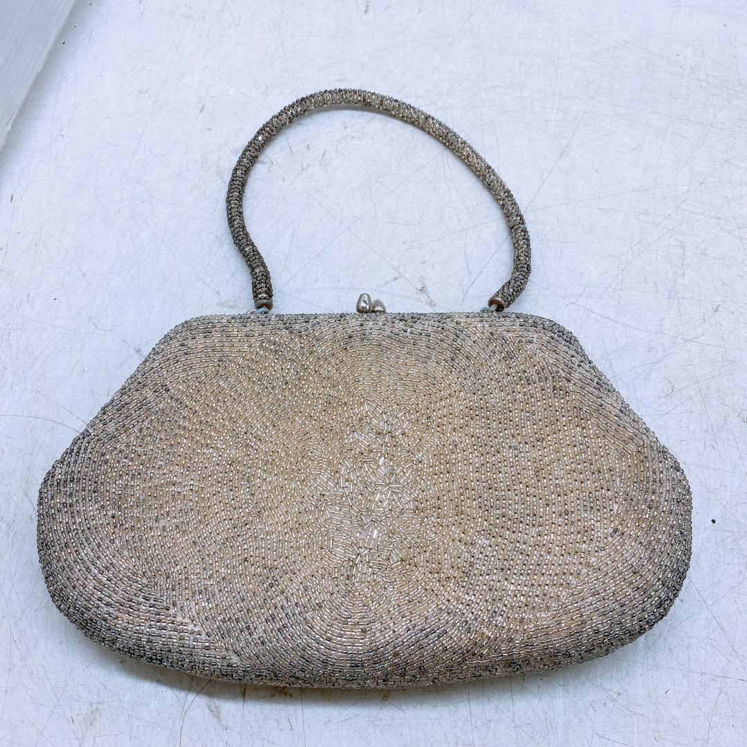 WAKO 銀座和光 ビーズバッグ レトロ 和装 がま口バッグ 鏡付き 箱入り