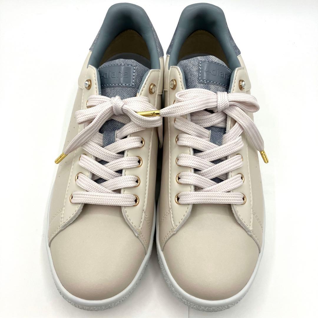 【現行品】　プラスダイアナ　スニーカー　25.5cm ビジュー　パンチング