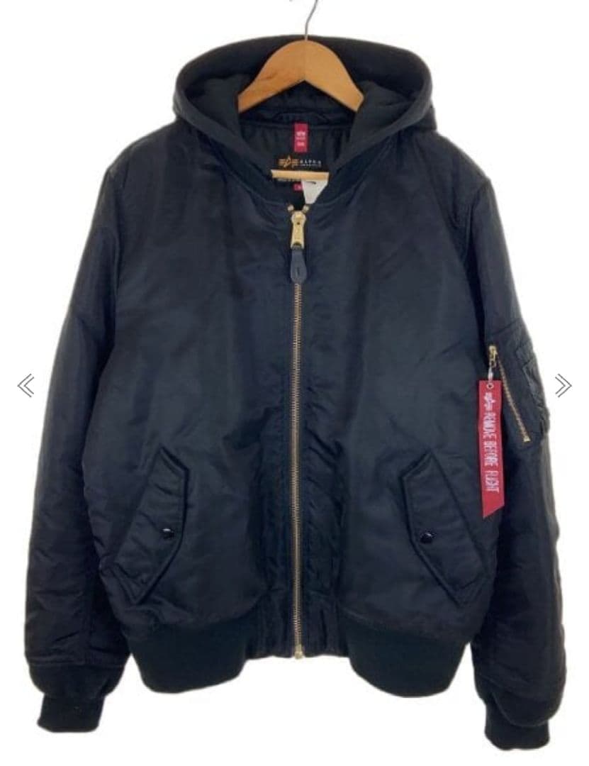 極美品】【希少XLサイズ】【人気ブラック】【アルファ】【MA-1】【フード】