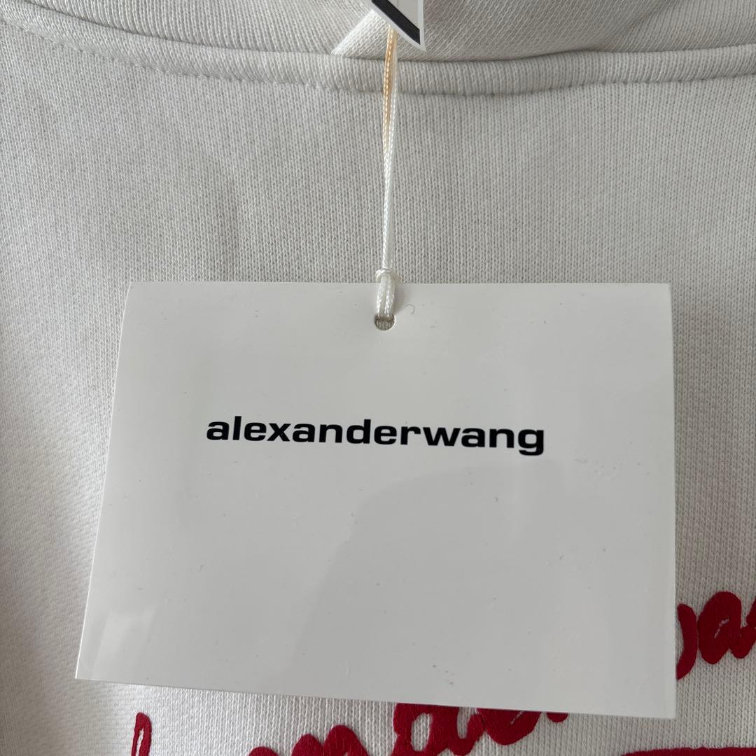 即完売モデル】アレキサンダーワン☆リップロゴ ホワイトパーカー L