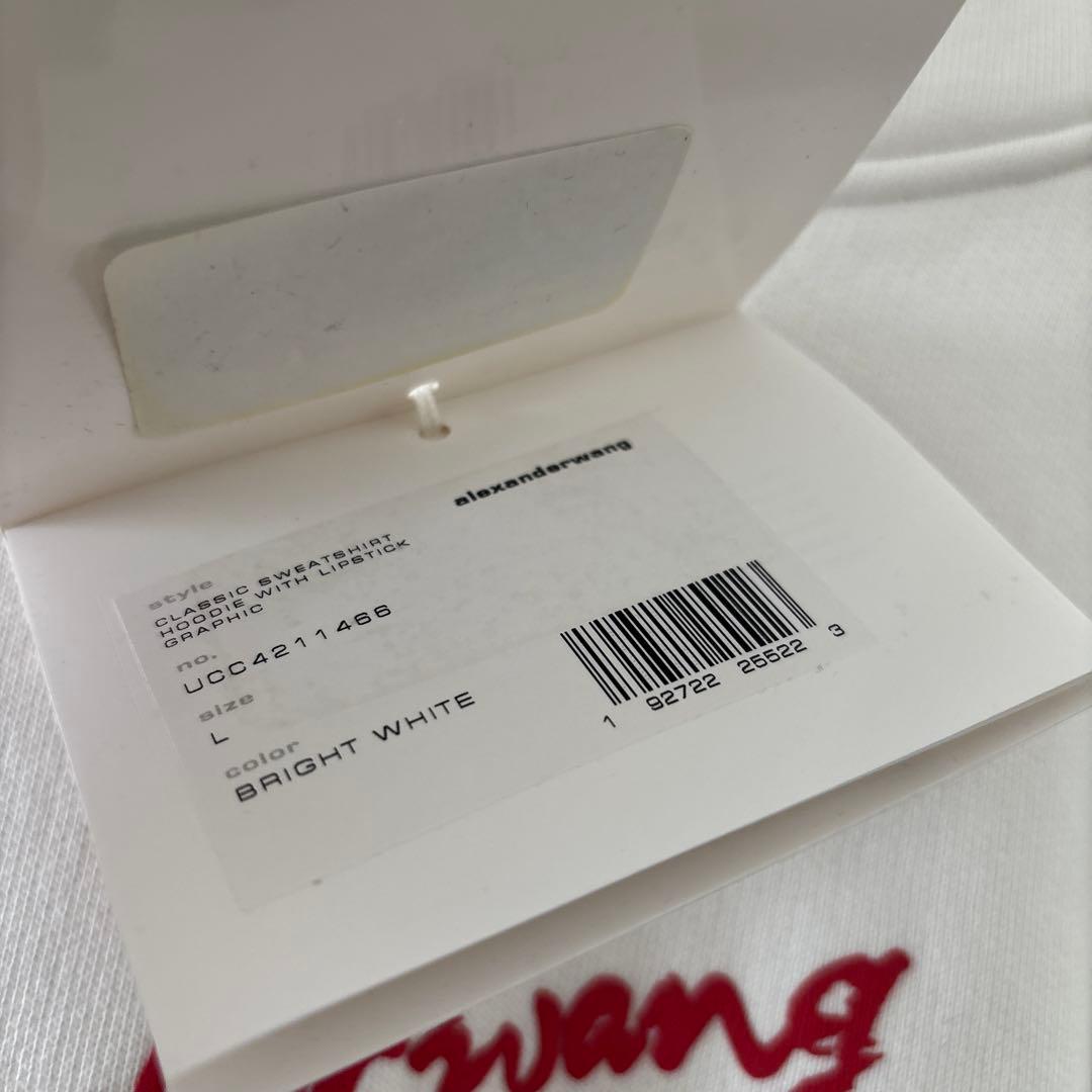 即完売モデル】アレキサンダーワン☆リップロゴ ホワイトパーカー L