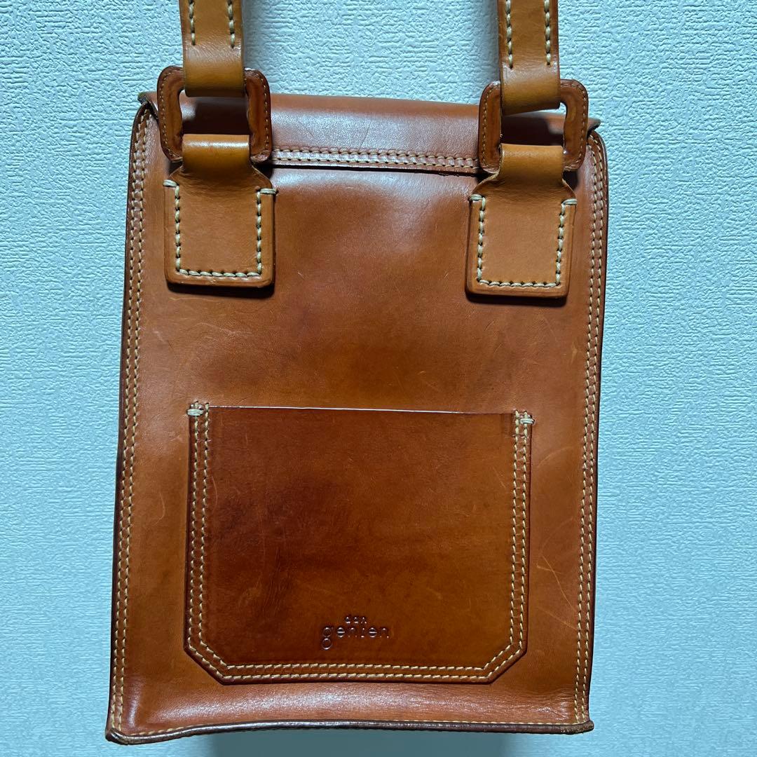ブラウン レザー ショルダーバッグ dan genten 革 - メルカリ