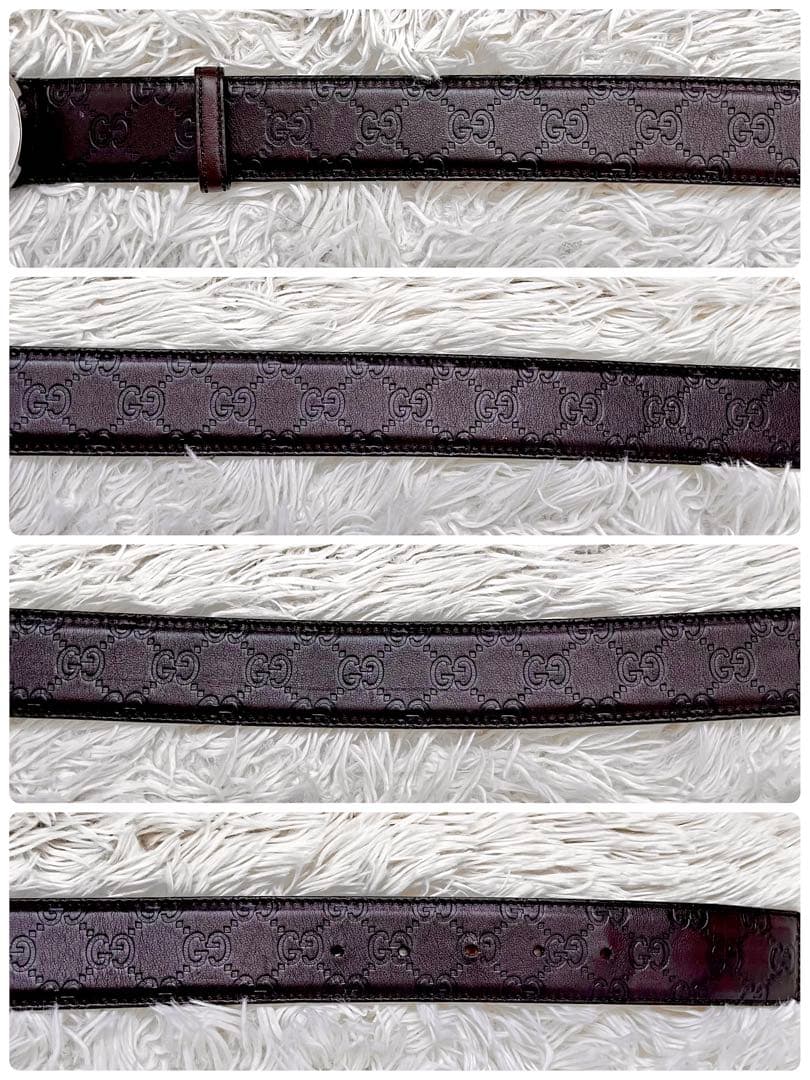 美品 グッチ シマ インターロッキングG ベルト 114984 95/38 茶 - メルカリ