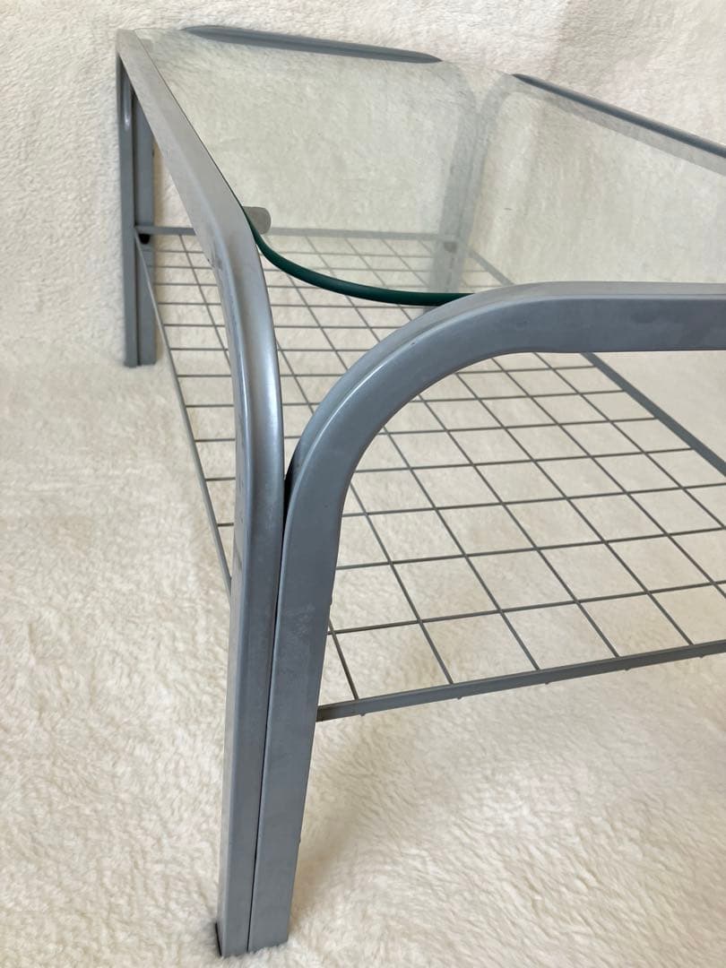 のの様専用 ガラステーブル 昭和 シルバーグレー アイアンフレーム