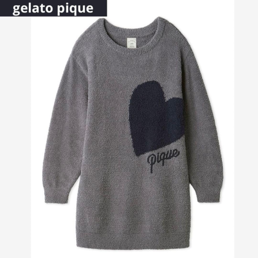 gelato pique ジェラートピケ ハートジャガードワンピース グレー ONLINE限定】ハートジャガードワンピース(ワンピース)｜ルームウェア