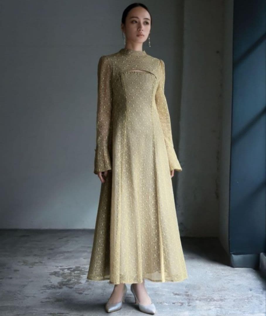 極美品 ANDRESD アンドレスド バックオープンジオメトリックドレス L ANDRESD ドレス バックオープンジオメトリックドレス / back open