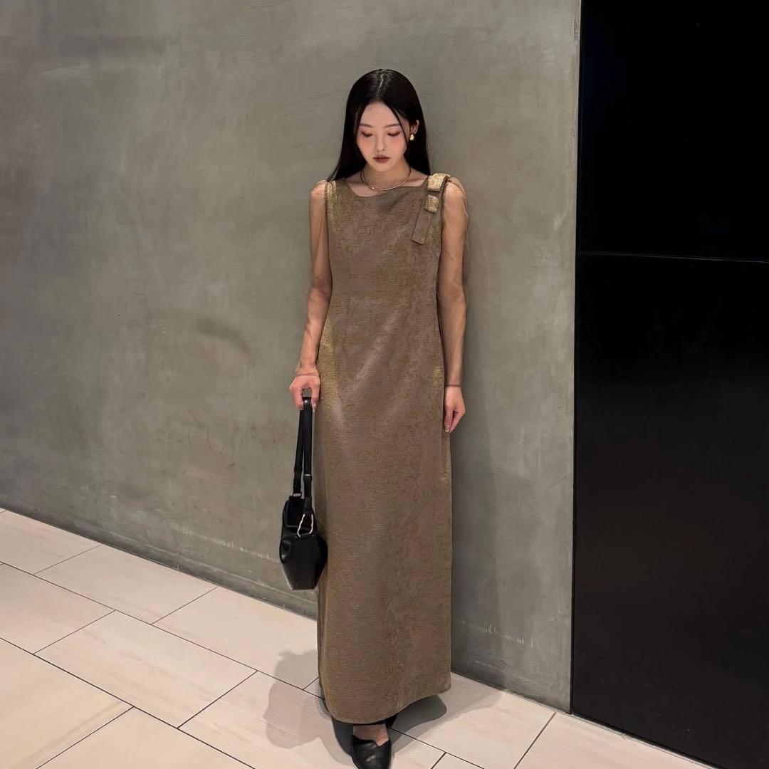 LE'RURE Shoulder ribbon jacquard dress - メルカリ