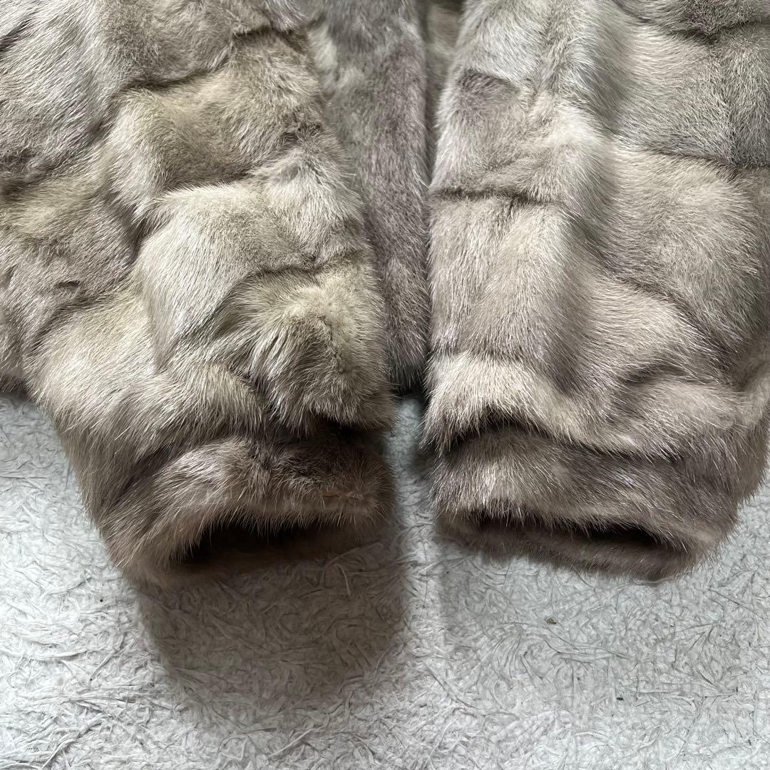 人気デザイン 横段 サファイアミンク クロップド丈 ファーコート 毛皮