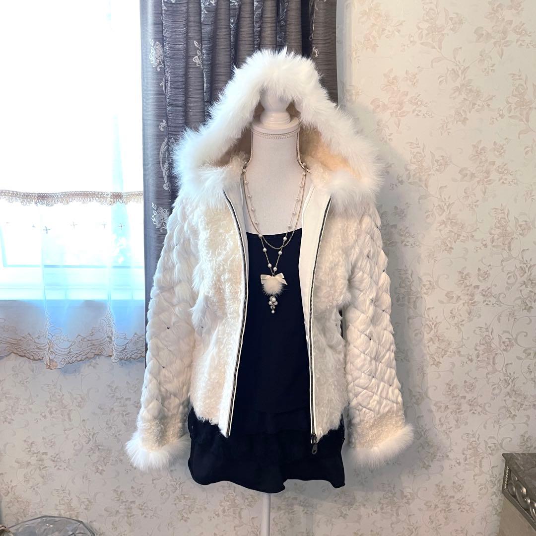 y2k 00s❤︎ ラム　リアルファーフード　アウター y2k 00s❤︎ ラム リアルファーフード アウター - メルカリ